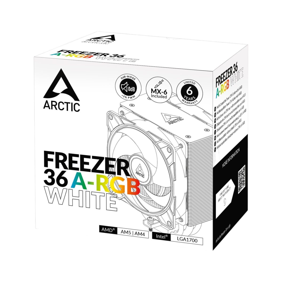 ARCTIC Freezer 36 A-RGB (White) - Direct Touch CPU Cooler Intel/AMD Pressure Optimized push-pull - Image 4